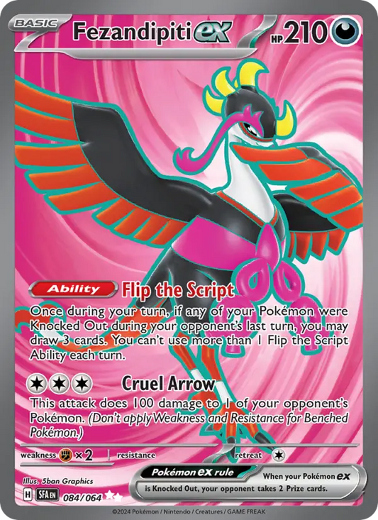 Fezandipiti ex Holo 084/64 Shrouded Fable Pokémon Card