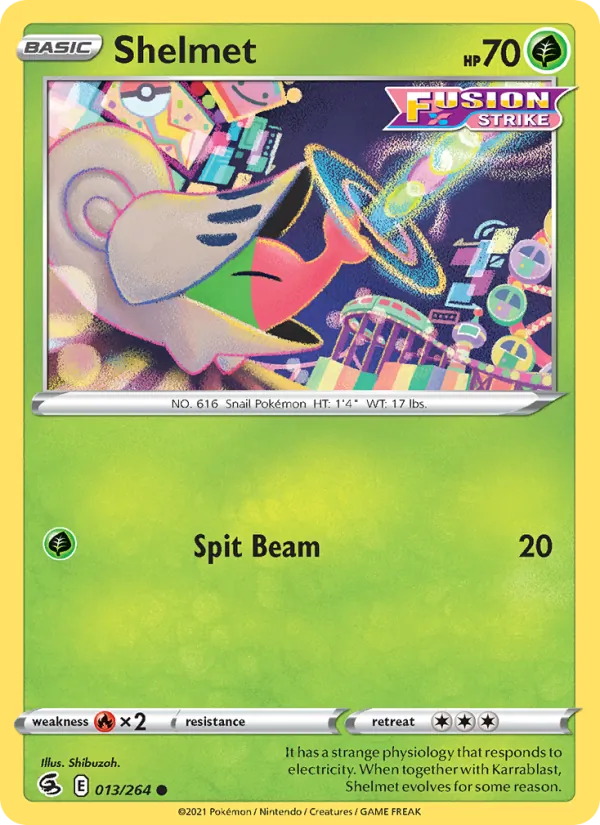 Shelmet Reverse Holo 013/264 Fusion Strike Pokémon Card