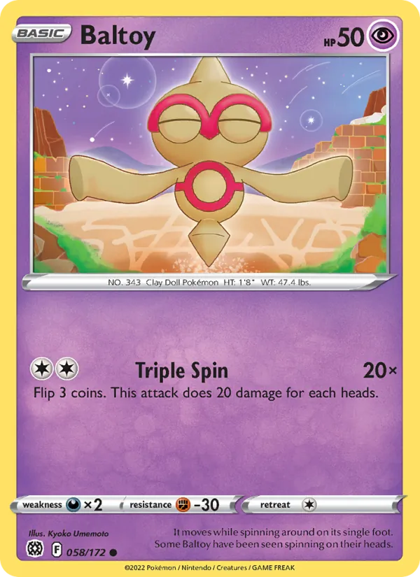 Baltoy Reverse Holo 058/172 Brilliant Stars Pokémon Card