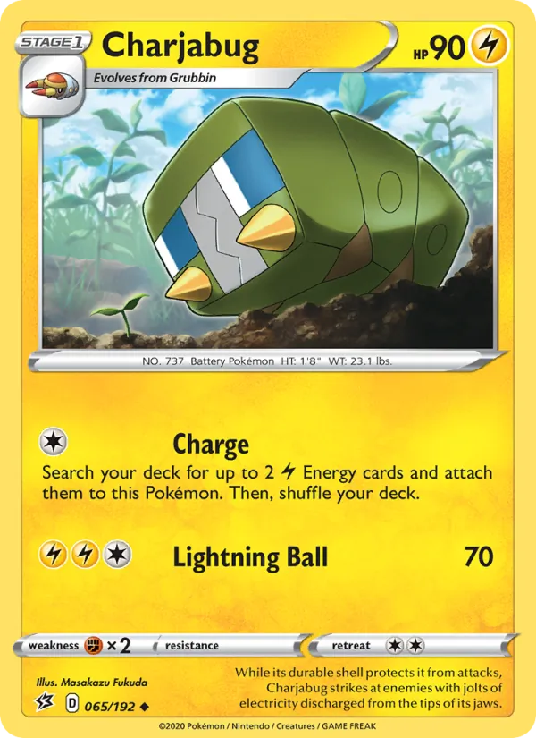 Charjabug Reverse Holo 065/192 Rebel Clash Pokémon Card