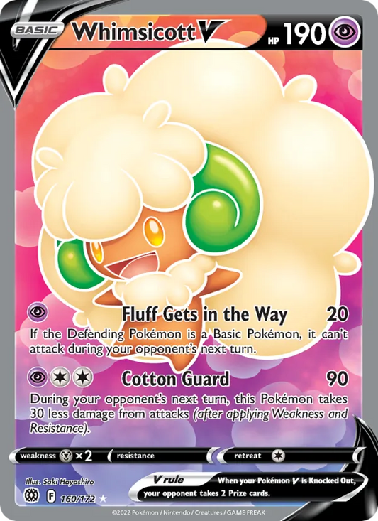 Whimsicott V Holo 160/172 Brilliant Stars Pokémon Card