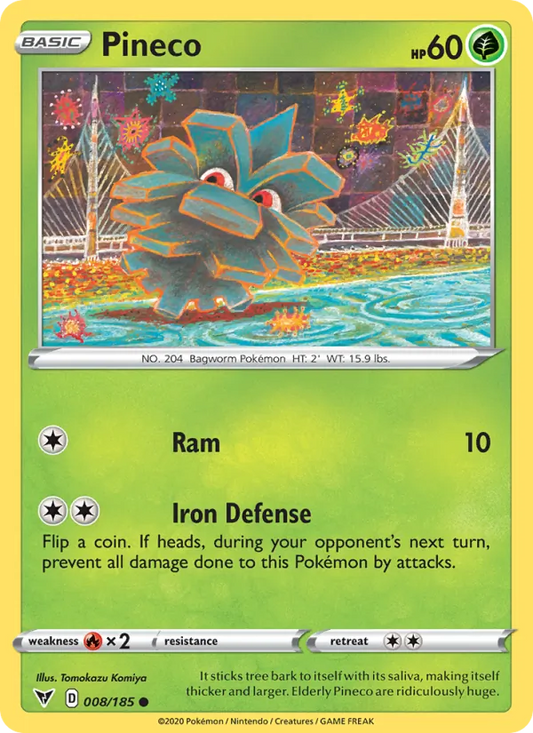 Pineco Reverse Holo 008/185 Vivid Voltage Pokémon Card