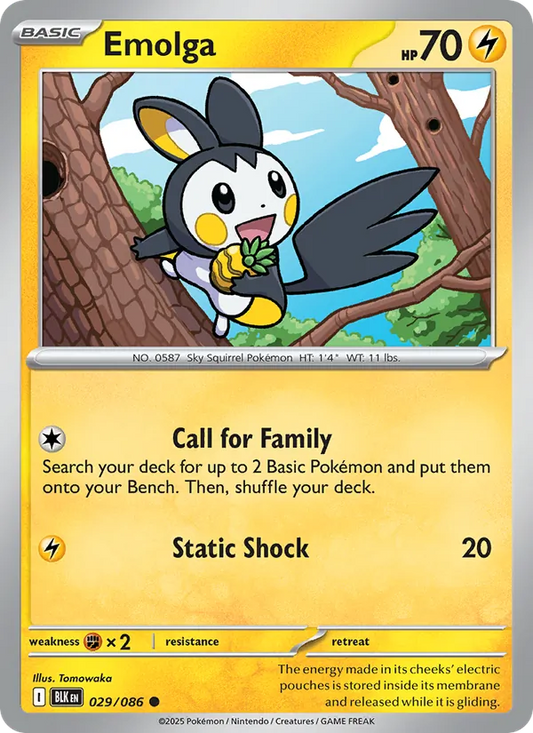 Emolga Normal 029/86 Black Bolt Pokémon Card