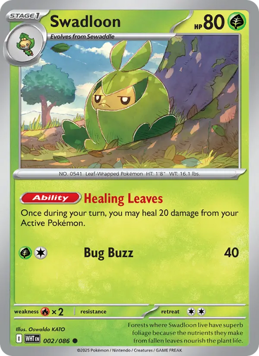 Swadloon Reverse Holo 002/86 White Flare Pokémon Card