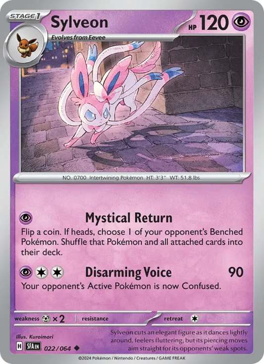 Sylveon Non-Foil 022/64 Shrouded Fable Pokémon Card