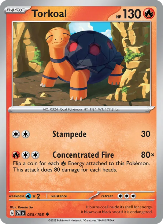 Torkoal Non-Holo 035/198 Scarlet & Violet Pokémon Card