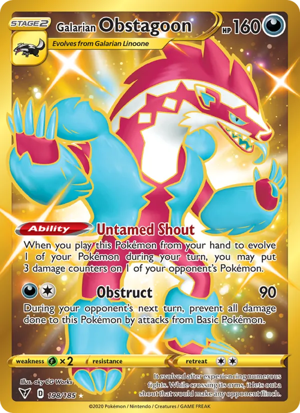 Galarian Obstagoon Holo 198/185 Vivid Voltage Pokémon Card