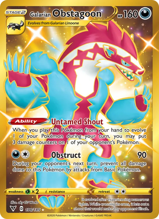 Galarian Obstagoon Holo 198/185 Vivid Voltage Pokémon Card