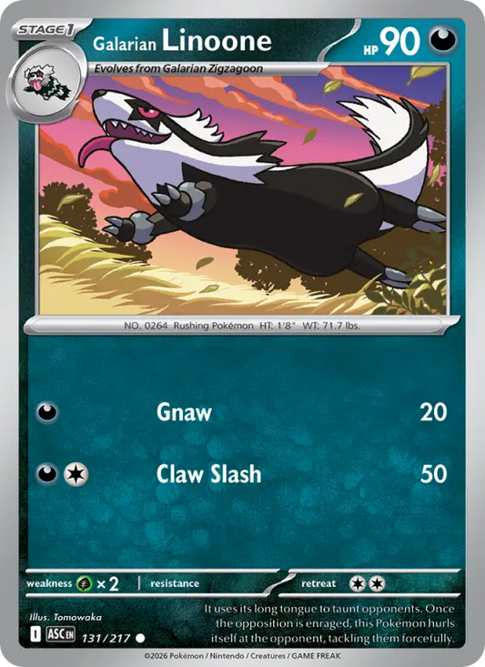 Galarian Linoone Reverse Holo 131/217 Ascended Heroes Pokémon Card