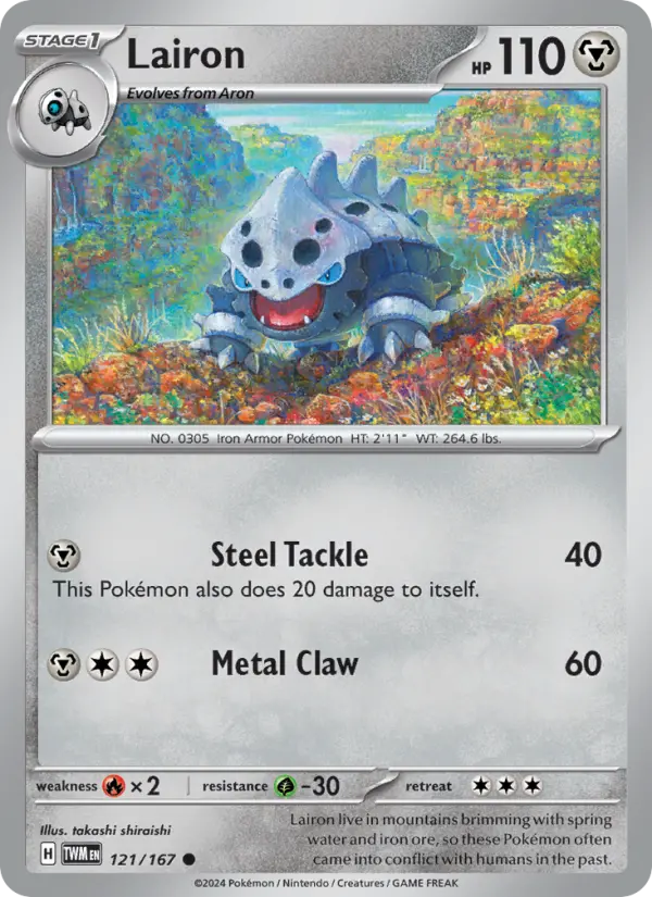 Lairon Reverse Holo 121/167 Twilight Masquerade Pokémon Card