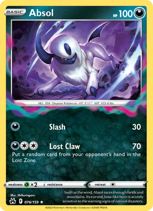 Absol Reverse Holo 076/159 Crown Zenith Pokémon Card