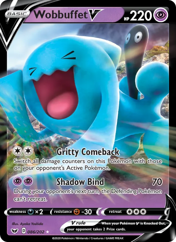 Wobbuffet V Holo 086/202 Sword & Shield Pokémon Card