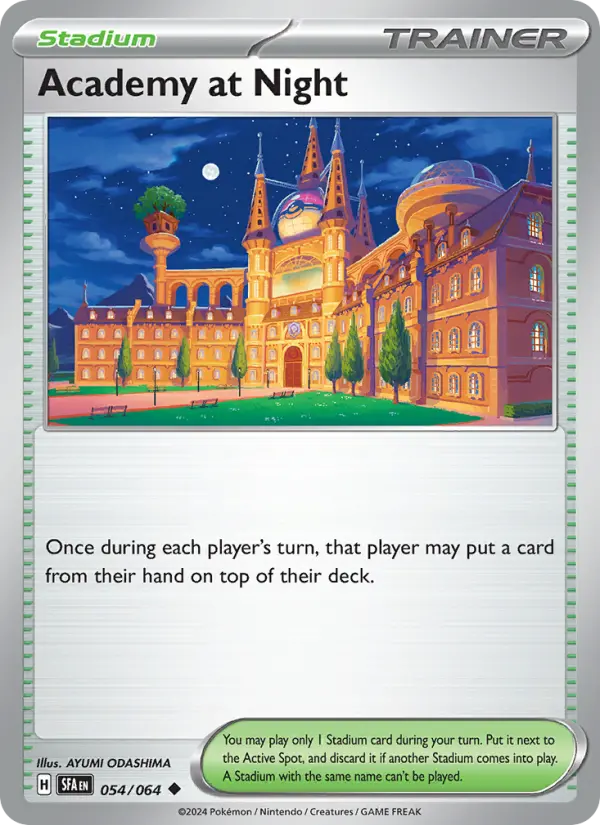 Academy at Night Non-Foil 054/64 Shrouded Fable Pokémon Card