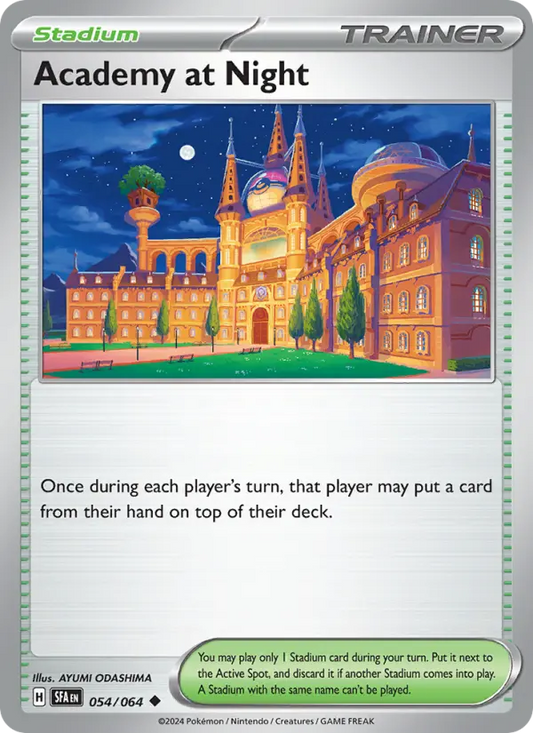 Academy at Night Non-Foil 054/64 Shrouded Fable Pokémon Card