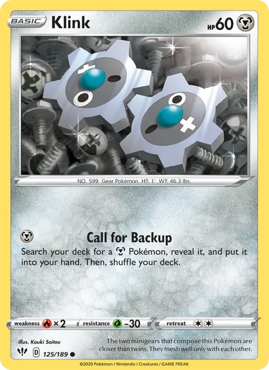 Klink Normal 125/189 Darkness Ablaze Pokémon Card