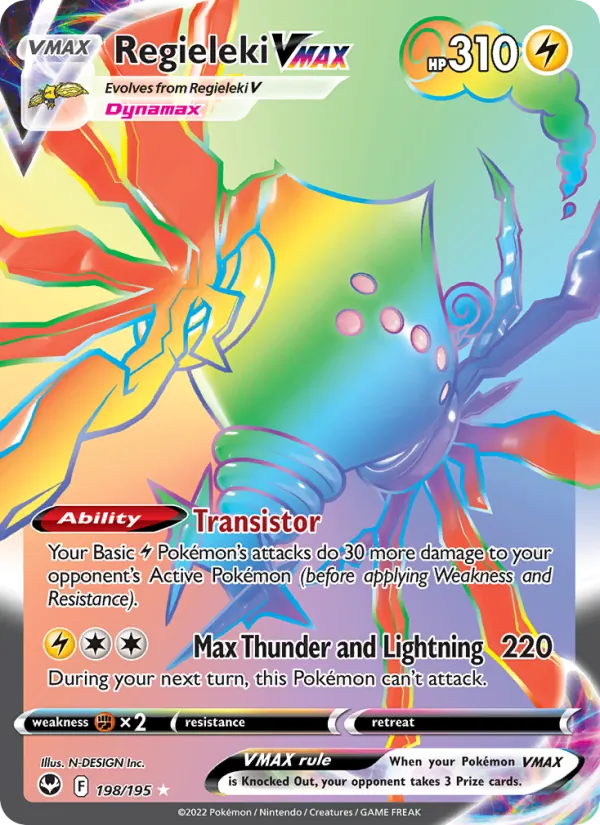 Regieleki VMAX Holo 198/195 Silver Tempest Pokémon Card