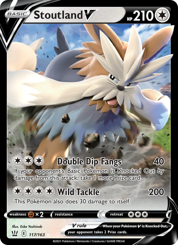 Stoutland V Holo 117/163 Battle Styles Pokémon Card