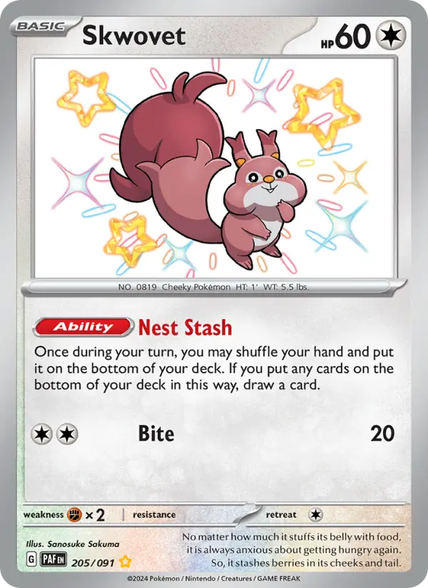 Skwovet Holo 205/91 Paldean Fates Pokémon Card