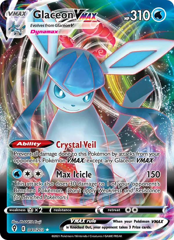 Glaceon VMAX Holo 041/203 Evolving Skies Pokémon Card