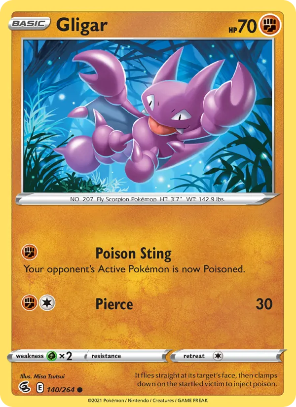 Gligar Reverse Holo 140/264 Fusion Strike Pokémon Card