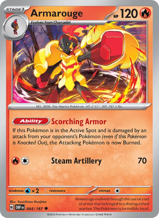 Armarouge Normal 044/197 Obsidian Flames Pokémon Card