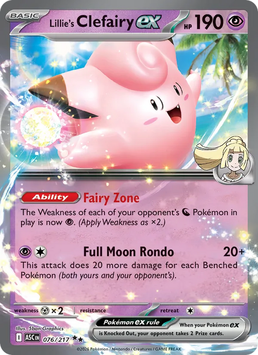 Lillie's Clefairy ex Holo 076/217 Ascended Heroes Pokémon Card