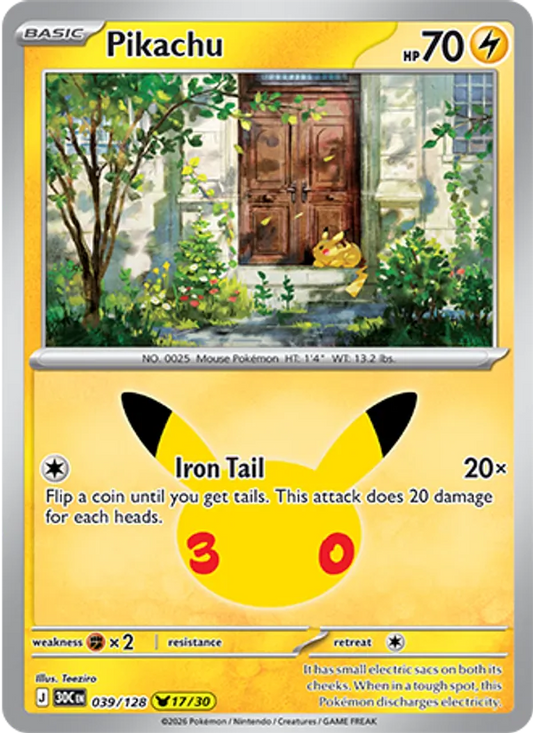 Pikachu Normal 039/128 30th Celebration Pokémon Card