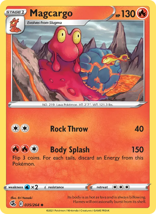 Magcargo Reverse Holo 035/264 Fusion Strike Pokémon Card
