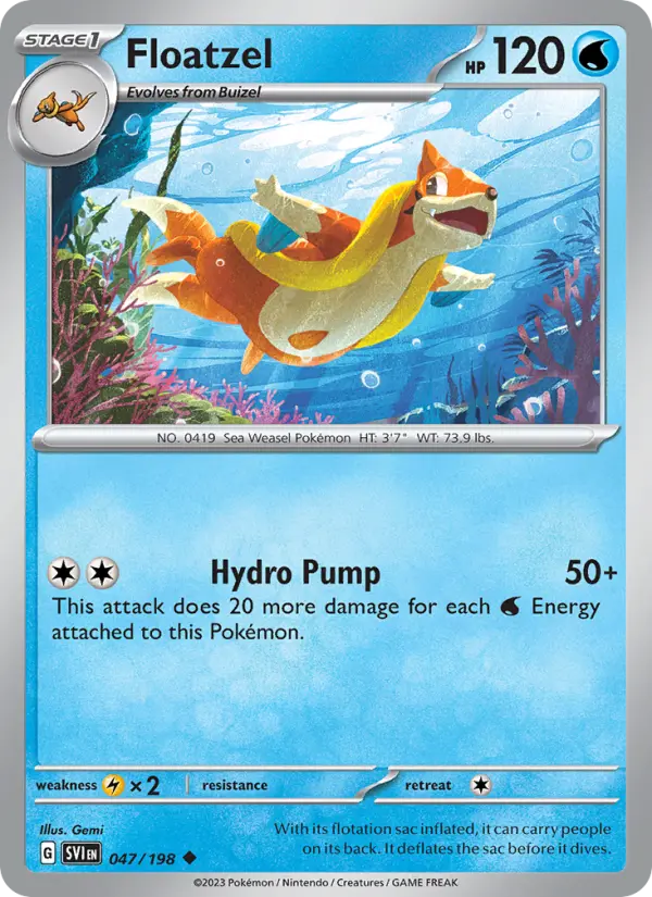 Floatzel Non-Foil 047/198 Scarlet & Violet Pokémon Card