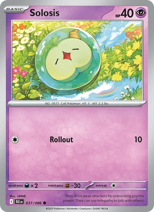 Solosis Normal 037/86 Black Bolt Pokémon Card