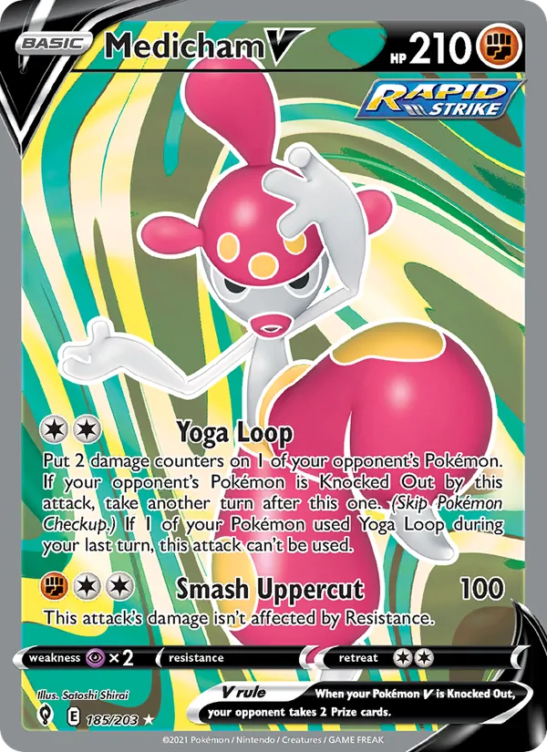 Medicham V Holo 185/203 Evolving Skies Pokémon Card
