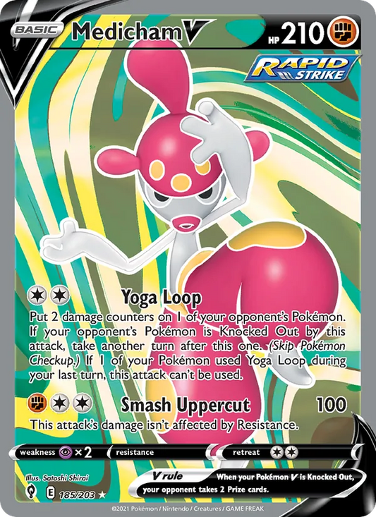 Medicham V Holo 185/203 Evolving Skies Pokémon Card