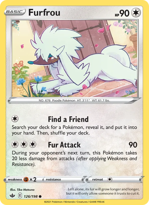 Furfrou Reverse Holo 126/198 Chilling Reign Pokémon Card