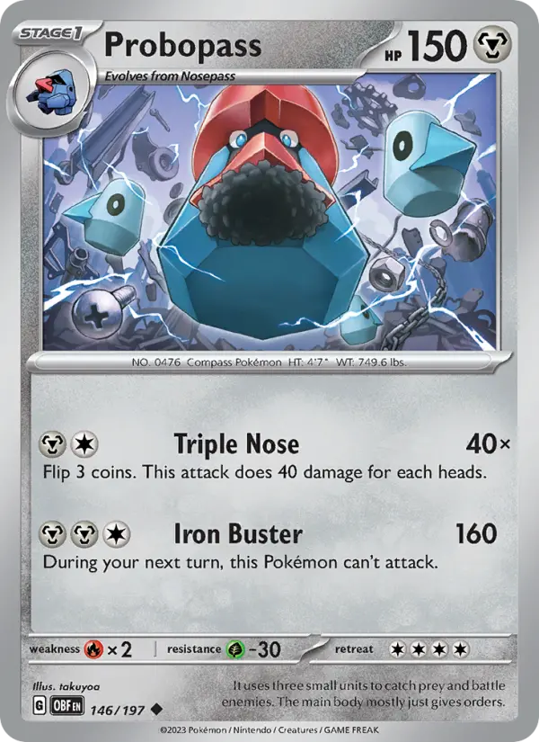 Probopass Reverse Holo 146/197 Obsidian Flames Pokémon Card