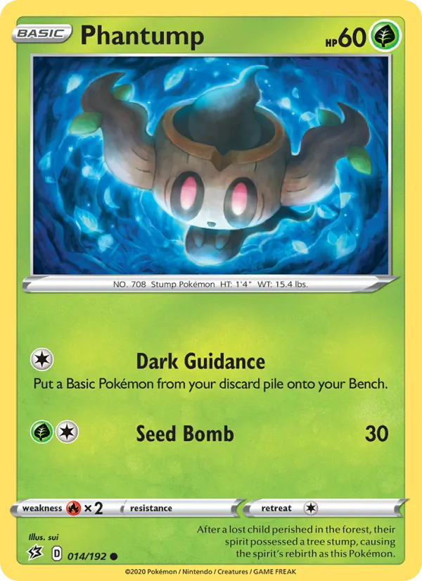 Phantump Reverse Holo 014/192 Rebel Clash Pokémon Card