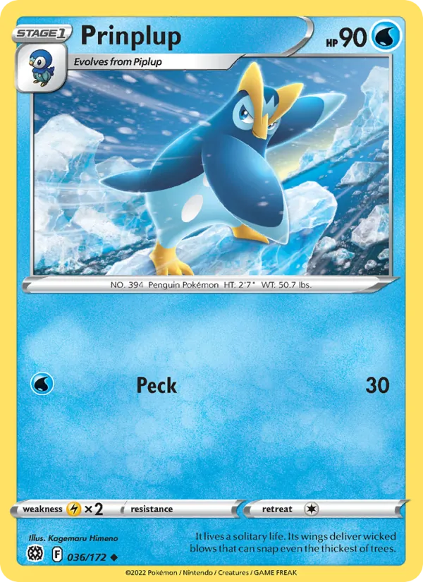 Prinplup Reverse Holo 036/172 Brilliant Stars Pokémon Card