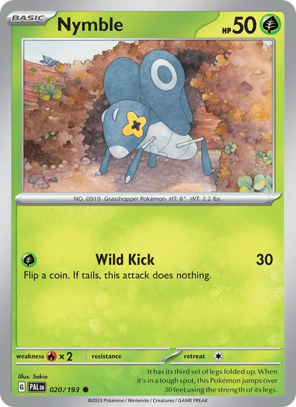 Nymble Non-Foil 020/193 Paldea Evolved Pokémon Card