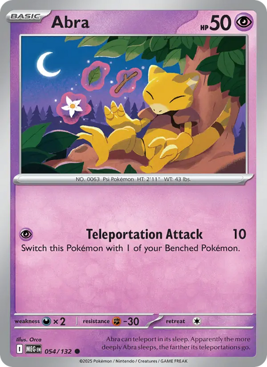 Abra Reverse Holo 054/132 Mega Evolution Pokémon Card