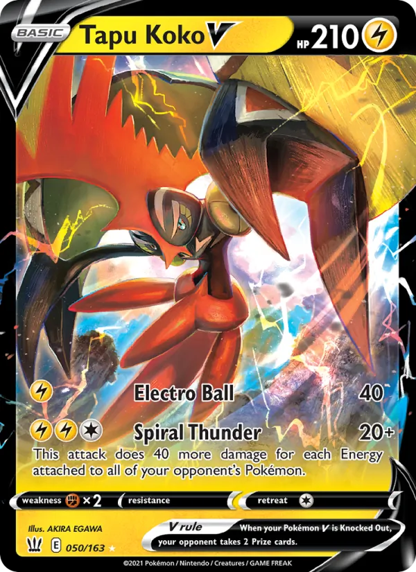 Tapu Koko V Holo 050/163 Battle Styles Pokémon Card