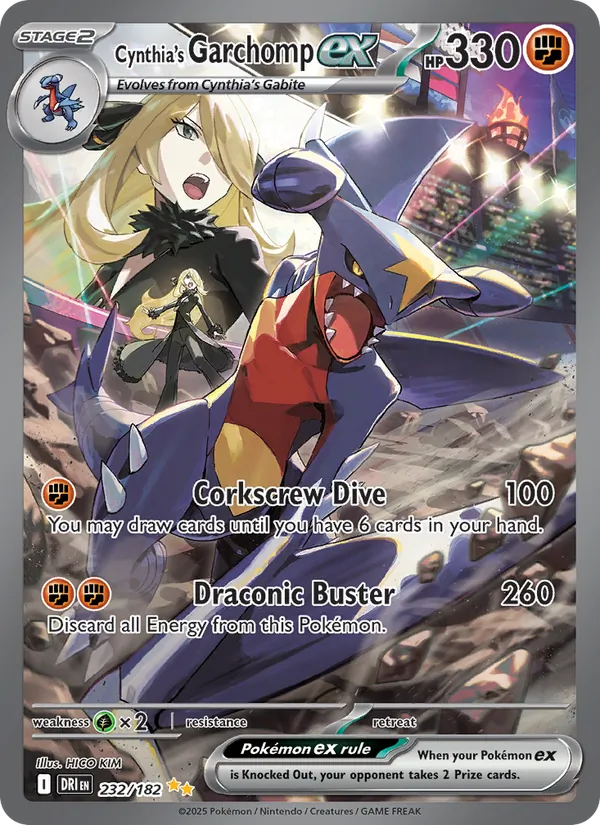 Cynthia's Garchomp ex Holo 232/182 Destined Rivals Pokémon Card