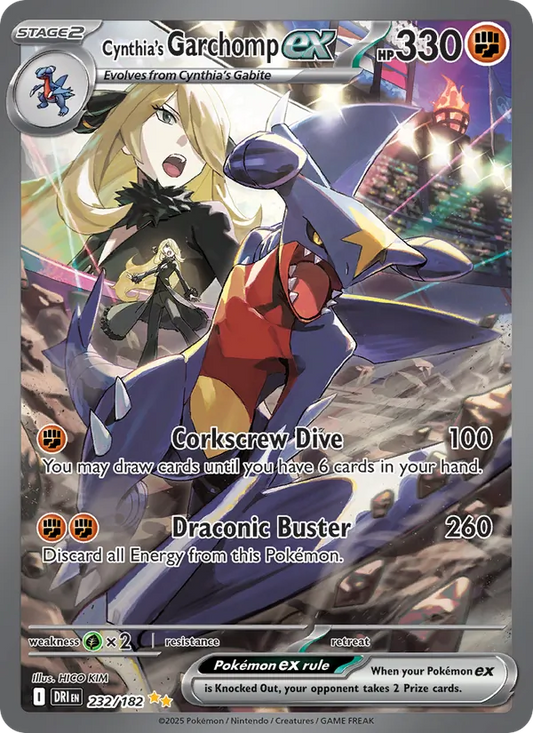 Cynthia's Garchomp ex Holo 232/182 Destined Rivals Pokémon Card
