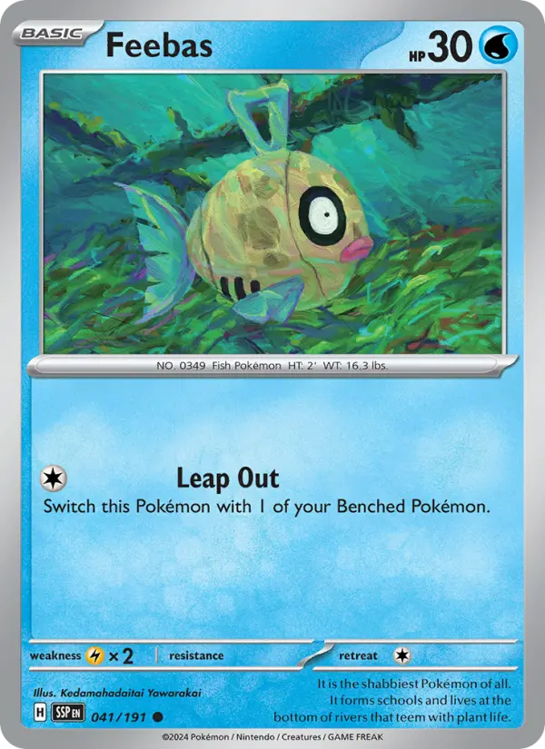 Feebas Reverse Holo 041/191 Surging Sparks Pokémon Card