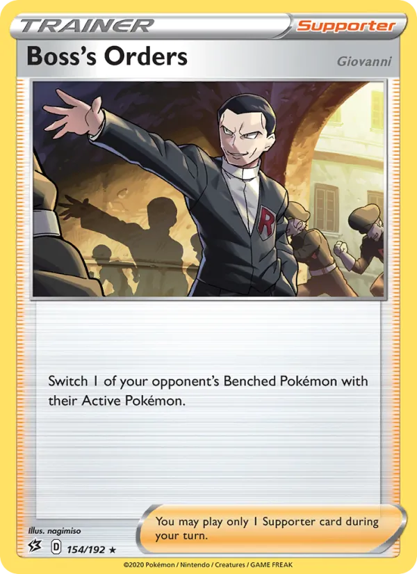 Boss's Orders (Giovanni) Reverse Holo 154/192 Rebel Clash Pokémon Card