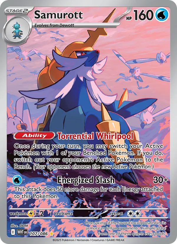Samurott Holo 107/86 White Flare Pokémon Card