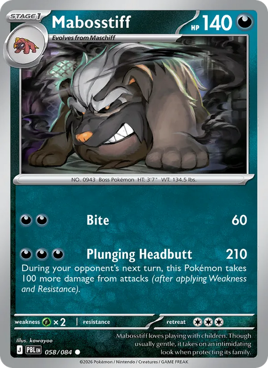 Mabosstiff Non-Holo 058/84 Pitch Black Pokémon Card