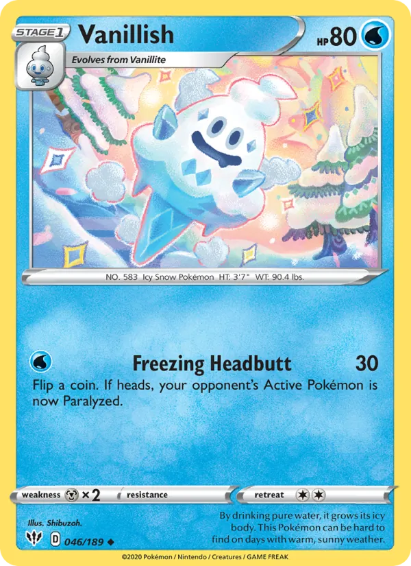 Vanillish Reverse Holo 046/189 Darkness Ablaze Pokémon Card