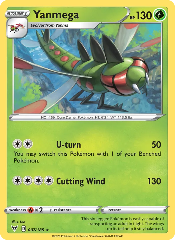 Yanmega Reverse Holo 007/185 Vivid Voltage Pokémon Card