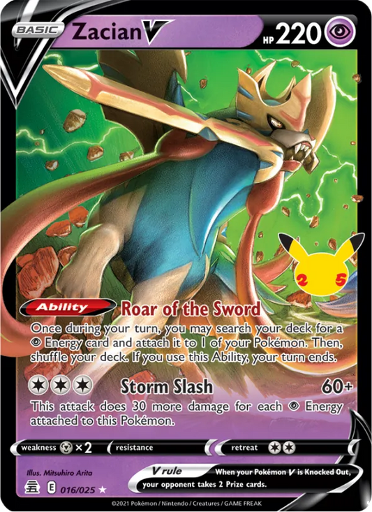 Zacian V Holo 016/25 Celebrations Pokémon Card