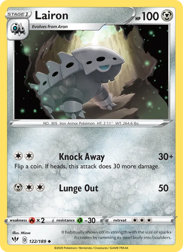 Lairon Reverse Holo 122/189 Darkness Ablaze Pokémon Card
