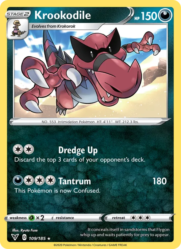 Krookodile Reverse Holo 109/185 Vivid Voltage Pokémon Card